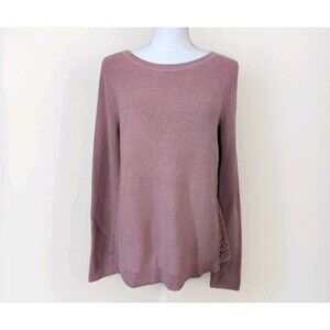 H by Halston Sweater Women’s XS Pink Wool Blend Lace Lightweight